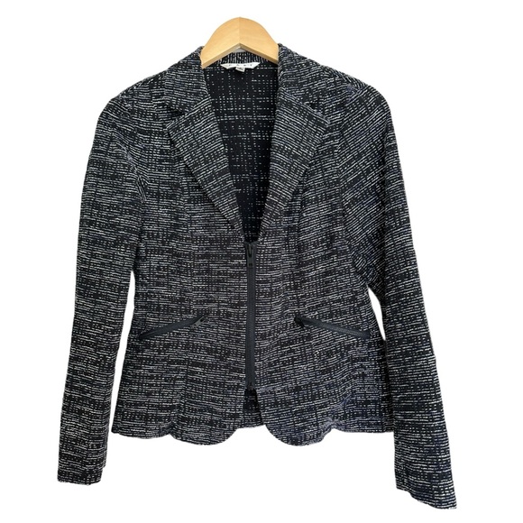 Cabi Navy Tweed Zip Front Jacket Blazer Style 723 Long Sleeve Size 8 - Picture 4 of 16